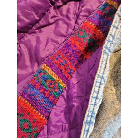 Weathered Blue vintage denim purple puffer jacket unisex - Picture 6 of 11